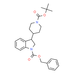 ChemSpider 2D Image | Benzyl 3-(1-(tert-butoxycarbonyl)piperidin-4-yl)indoline-1-carboxylate | C26H32N2O4