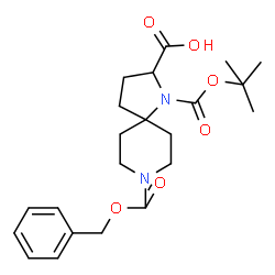 ChemSpider 2D Image | 8-[(Benzyloxy)carbonyl]-1-{[(2-methyl-2-propanyl)oxy]carbonyl}-1,8-diazaspiro[4.5]decane-2-carboxylic acid | C22H30N2O6