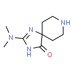 ChemSpider 2D Image | 2-(Dimethylamino)-1,3,8-triazaspiro[4.5]dec-1-en-4-one | C9H16N4O