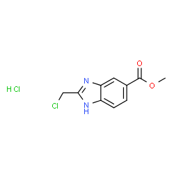 ChemSpider 2D Image | methyl 2-(chloromethyl)-1H-1,3-benzodiazole-5-carboxylate hydrochloride | C10H10Cl2N2O2