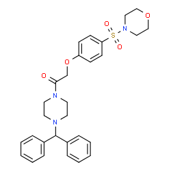 ChemSpider 2D Image | 1-[4-(Diphenylmethyl)-1-piperazinyl]-2-[4-(4-morpholinylsulfonyl)phenoxy]ethanone | C29H33N3O5S