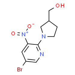 ChemSpider 2D Image | 1-(5-Bromo-3-nitro-2-pyridinyl)-3-pyrrolidinemethanol | C10H12BrN3O3