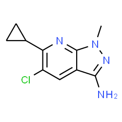 ChemSpider 2D Image | 5-Chloro-6-cyclopropyl-1-methyl-1H-pyrazolo[3,4-b]pyridin-3-amine | C10H11ClN4