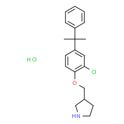 ChemSpider 2D Image | 3-((2-chloro-4-(2-phenylpropan-2-yl)phenoxy)methyl)pyrrolidine hydrochloride | C20H25Cl2NO