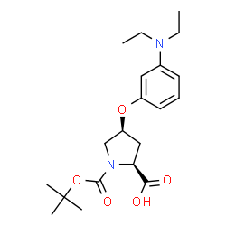 ChemSpider 2D Image | (4S)-4-[3-(Diethylamino)phenoxy]-1-{[(2-methyl-2-propanyl)oxy]carbonyl}-L-proline | C20H30N2O5
