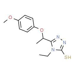 ChemSpider 2D Image | 4-Ethyl-5-(1-(4-methoxyphenoxy)ethyl)-4H-1,2,4-triazole-3-thiol | C13H17N3O2S