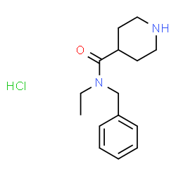 ChemSpider 2D Image | N-benzyl-N-ethylpiperidine-4-carboxamide hydrochloride | C15H23ClN2O