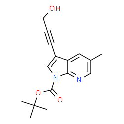 ChemSpider 2D Image | tert-butyl 3-(3-hydroxyprop-1-yn-1-yl)-5-methyl-1H-pyrrolo[2,3-b]pyridine-1-carboxylate | C16H18N2O3