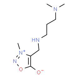 ChemSpider 2D Image | 4-({[3-(Dimethylamino)propyl]amino}methyl)-3-methyl-1,2,3-oxadiazol-3-ium-5-olate | C9H18N4O2