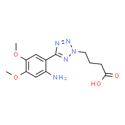 ChemSpider 2D Image | 4-[5-(2-Amino-4,5-dimethoxyphenyl)-2H-tetrazol-2-yl]butanoic acid | C13H17N5O4