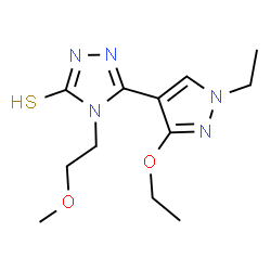 ChemSpider 2D Image | 5-(3-Ethoxy-1-ethyl-1H-pyrazol-4-yl)-4-(2-methoxyethyl)-2,4-dihydro-3H-1,2,4-triazole-3-thione | C12H19N5O2S