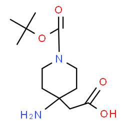 ChemSpider 2D Image | 2-(4-amino-1-(tert-butoxycarbonyl)piperidin-4-yl)acetic acid | C12H22N2O4