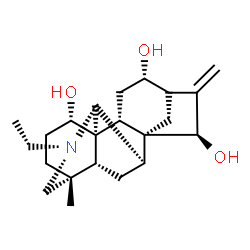 ChemSpider 2D Image | (1R,2R,4S,5R,7R,8R,9R,13R,16S,17R)-11-Ethyl-13-methyl-6-methylene-11-azahexacyclo[7.7.2.1~5,8~.0~1,10~.0~2,8~.0~13,17~]nonadecane-4,7,16-triol | C22H33NO3