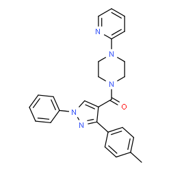 ChemSpider 2D Image | [3-(4-methylphenyl)-1-phenyl-4-pyrazolyl]-[4-(2-pyridinyl)-1-piperazinyl]methanone | C26H25N5O