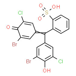 ChemSpider 2D Image | 2-[(3-Bromo-5-chloro-4-hydroxyphenyl)(3-bromo-5-chloro-4-oxo-2,5-cyclohexadien-1-ylidene)methyl]benzenesulfonic acid | C19H10Br2Cl2O5S