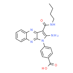 ChemSpider 2D Image | 4-[2-Amino-3-(butylcarbamoyl)-1H-pyrrolo[2,3-b]quinoxalin-1-yl]benzoic acid | C22H21N5O3