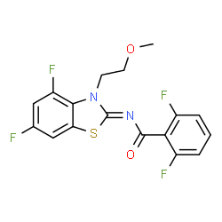 ChemSpider 2D Image | N-[(2Z)-4,6-Difluoro-3-(2-methoxyethyl)-1,3-benzothiazol-2(3H)-ylidene]-2,6-difluorobenzamide | C17H12F4N2O2S