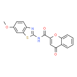 ChemSpider 2D Image | N-(6-Methoxy-1,3-benzothiazol-2-yl)-4-oxo-4H-chromene-2-carboxamide | C18H12N2O4S