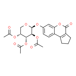 ChemSpider 2D Image | 4-Oxo-1,2,3,4-tetrahydrocyclopenta[c]chromen-7-yl 2,3,4-tri-O-acetyl-beta-D-arabinopyranoside | C23H24O10