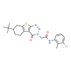 ChemSpider 2D Image | N-(3-Chloro-2-methylphenyl)-2-[7-(2-methyl-2-propanyl)-4-oxo-5,6,7,8-tetrahydro[1]benzothieno[2,3-d][1,2,3]triazin-3(4H)-yl]acetamide | C22H25ClN4O2S