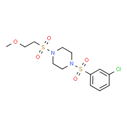 ChemSpider 2D Image | 1-[(3-Chlorophenyl)sulfonyl]-4-[(2-methoxyethyl)sulfonyl]piperazine | C13H19ClN2O5S2