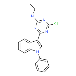 ChemSpider 2D Image | 4-Chloro-N-ethyl-6-(1-phenyl-1H-indol-3-yl)-1,3,5-triazin-2-amine | C19H16ClN5