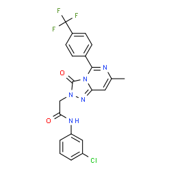 ChemSpider 2D Image | N-(3-Chlorophenyl)-2-{7-methyl-3-oxo-5-[4-(trifluoromethyl)phenyl][1,2,4]triazolo[4,3-c]pyrimidin-2(3H)-yl}acetamide | C21H15ClF3N5O2