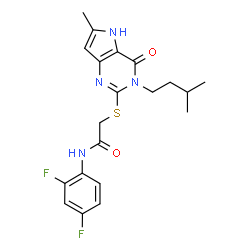 ChemSpider 2D Image | N-(2,4-Difluorophenyl)-2-{[6-methyl-3-(3-methylbutyl)-4-oxo-4,5-dihydro-3H-pyrrolo[3,2-d]pyrimidin-2-yl]sulfanyl}acetamide | C20H22F2N4O2S