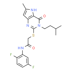 ChemSpider 2D Image | N-(2,5-Difluorophenyl)-2-{[6-methyl-3-(3-methylbutyl)-4-oxo-4,5-dihydro-3H-pyrrolo[3,2-d]pyrimidin-2-yl]sulfanyl}acetamide | C20H22F2N4O2S
