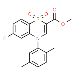 ChemSpider 2D Image | Methyl 4-(2,5-dimethylphenyl)-6-fluoro-4H-1,4-benzothiazine-2-carboxylate 1,1-dioxide | C18H16FNO4S