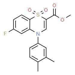 ChemSpider 2D Image | Methyl 4-(3,4-dimethylphenyl)-6-fluoro-4H-1,4-benzothiazine-2-carboxylate 1,1-dioxide | C18H16FNO4S