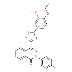ChemSpider 2D Image | 4-[3-(4-Ethoxy-3-methoxyphenyl)-1,2,4-oxadiazol-5-yl]-2-(4-methylphenyl)-1(2H)-phthalazinone | C26H22N4O4
