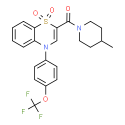 ChemSpider 2D Image | {1,1-Dioxido-4-[4-(trifluoromethoxy)phenyl]-4H-1,4-benzothiazin-2-yl}(4-methyl-1-piperidinyl)methanone | C22H21F3N2O4S