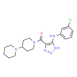 ChemSpider 2D Image | 1,4'-Bipiperidin-1'-yl{4-[(3-chlorophenyl)amino]-1H-1,2,3-triazol-5-yl}methanone | C19H25ClN6O