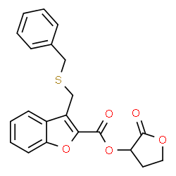 ChemSpider 2D Image | 2-Oxotetrahydro-3-furanyl 3-[(benzylsulfanyl)methyl]-1-benzofuran-2-carboxylate | C21H18O5S