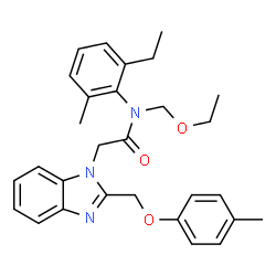 ChemSpider 2D Image | N-(Ethoxymethyl)-N-(2-ethyl-6-methylphenyl)-2-{2-[(4-methylphenoxy)methyl]-1H-benzimidazol-1-yl}acetamide | C29H33N3O3