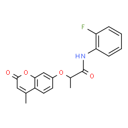 ChemSpider 2D Image | N-(2-Fluorophenyl)-2-[(4-methyl-2-oxo-2H-chromen-7-yl)oxy]propanamide | C19H16FNO4