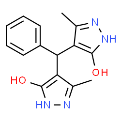 ChemSpider 2D Image | 4,4'-(Phenylmethylene)bis(3-methyl-1H-pyrazol-5-ol) | C15H16N4O2