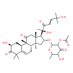 ChemSpider 2D Image | (2S,4R,9beta,16alpha)-2,20,25-Trihydroxy-9,10,14-trimethyl-1,11,22-trioxo-4,9-cyclo-9,10-secocholesta-5,23-dien-16-yl 2-O-acetyl-6-deoxyhexopyranosid-3-ulose | C38H54O12