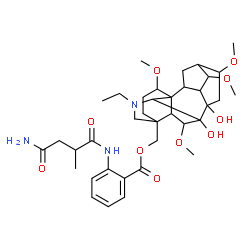 ChemSpider 2D Image | (20-Ethyl-7,8-dihydroxy-1,6,14,16-tetramethoxyaconitan-4-yl)methyl 2-[(4-amino-2-methyl-4-oxobutanoyl)amino]benzoate | C37H53N3O10