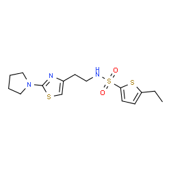 ChemSpider 2D Image | 5-Ethyl-N-{2-[2-(1-pyrrolidinyl)-1,3-thiazol-4-yl]ethyl}-2-thiophenesulfonamide | C15H21N3O2S3