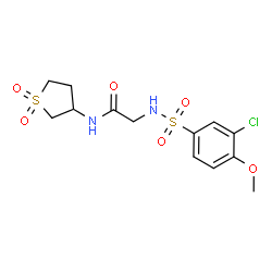 ChemSpider 2D Image | N~2~-[(3-Chloro-4-methoxyphenyl)sulfonyl]-N-(1,1-dioxidotetrahydro-3-thiophenyl)glycinamide | C13H17ClN2O6S2