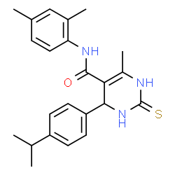 ChemSpider 2D Image | N-(2,4-Dimethylphenyl)-6-(4-isopropylphenyl)-4-methyl-2-sulfanyl-1,6-dihydropyrimidine-5-carboxamide | C23H27N3OS