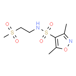ChemSpider 2D Image | 3,5-Dimethyl-N-[2-(methylsulfonyl)ethyl]-1,2-oxazole-4-sulfonamide | C8H14N2O5S2