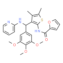 ChemSpider 2D Image | N-{4,5-Dimethyl-3-[(2-pyridinylamino)(3,4,5-trimethoxyphenyl)methyl]-2-thienyl}-2-furamide | C26H27N3O5S