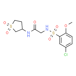 ChemSpider 2D Image | N~2~-[(5-Chloro-2-methoxyphenyl)sulfonyl]-N-(1,1-dioxidotetrahydro-3-thiophenyl)glycinamide | C13H17ClN2O6S2