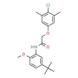 ChemSpider 2D Image | 2-(4-Chloro-3,5-dimethylphenoxy)-N-[2-methoxy-5-(2-methyl-2-propanyl)phenyl]acetamide | C21H26ClNO3