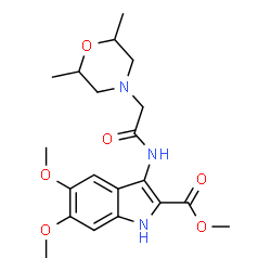 ChemSpider 2D Image | Methyl 3-{[(2,6-dimethyl-4-morpholinyl)acetyl]amino}-5,6-dimethoxy-1H-indole-2-carboxylate | C20H27N3O6