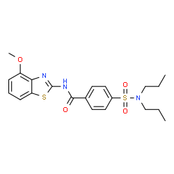 ChemSpider 2D Image | 4-(Dipropylsulfamoyl)-N-(4-methoxy-1,3-benzothiazol-2-yl)benzamide | C21H25N3O4S2