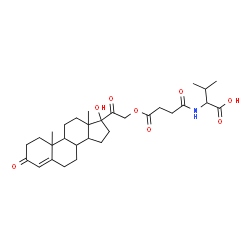 ChemSpider 2D Image | N-{4-[(17-Hydroxy-3,20-dioxopregn-4-en-21-yl)oxy]-4-oxobutanoyl}valine | C30H43NO8